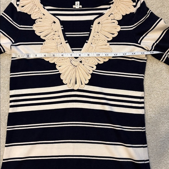 J.Crew top with detailed collar size XXS navy abs white - Picture 7 of 8